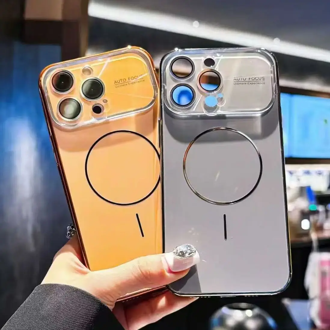 Cámara láser de lujo para Magsafe, cubierta magnética para iPhone 17 16 15 14 13 12 11 Pro Max, marco chapado en ventana grande, cubierta de teléfono - imagen 3