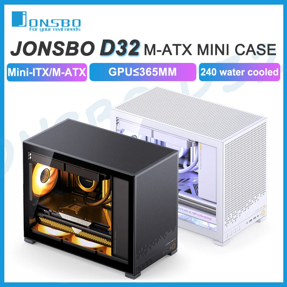 JONSBO D32 MATX Case Side Transparent Desktop MINI CaseSupport Back Insertion Of MATX Motherboard 240 Water Cooling - imagen 2
