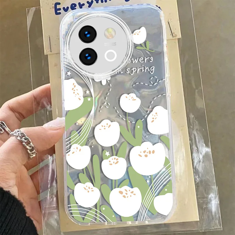 Funda con forma de flor de gato para Vivo V29 V40 Lite Y78 Y58 Y38 Y56 5G, funda para teléfono de PC con estampado gráfico bonito y colorido a la moda - imagen 3