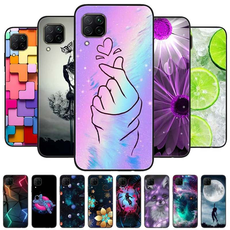Para Huawei P40 Lite Funda nueva TPU silicona a prueba de golpes Funda de teléfono de gato para Huawei P40 Lite Funda en P40Lite estampado de flores suave