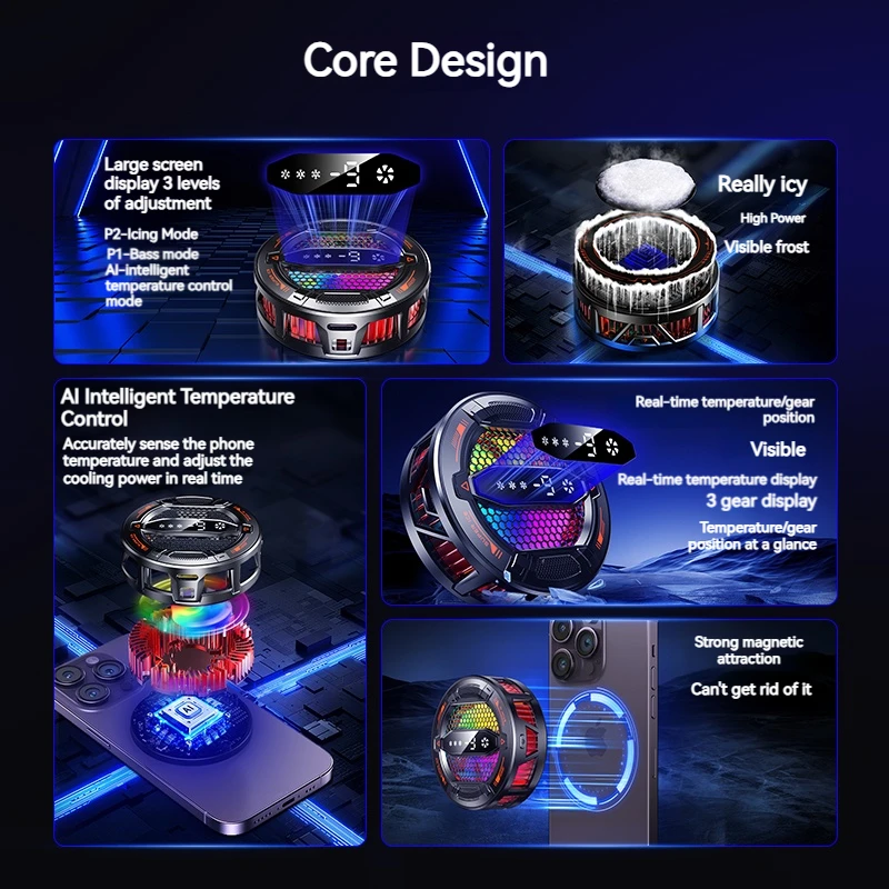 Enfriador de teléfono con Clip magnético Semiconductor K31 con pantalla Digital, luces RGB de temperatura, Compatible con Iphone, Samsung, Xiaomi - imagen 4