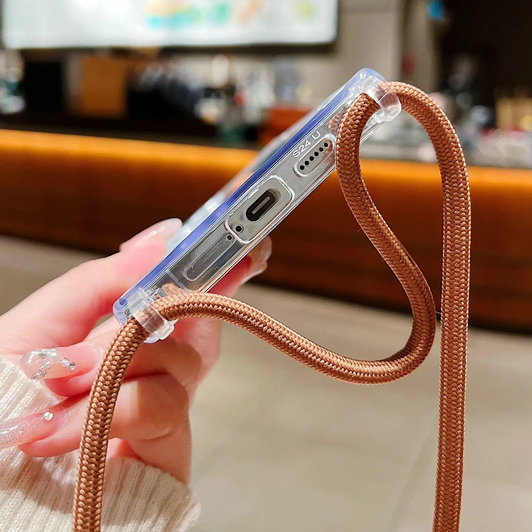 Funda transparente con cordón y collar cruzado para Samsung S25 S24 S23 S22 Plus Ultra FE A55 A35 A25 A15 A54 A34 cubierta a prueba de golpes - imagen 5