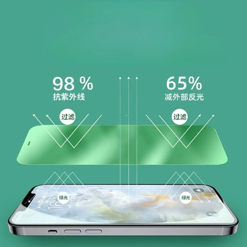 Protector de Pantalla de Luz Verde para Apple iPhone 17 16 15 14 Pro Max Plus Air 16E 17promax, Cristal Templado, Protección Anti-luz Azul para los Ojos - imagen 3