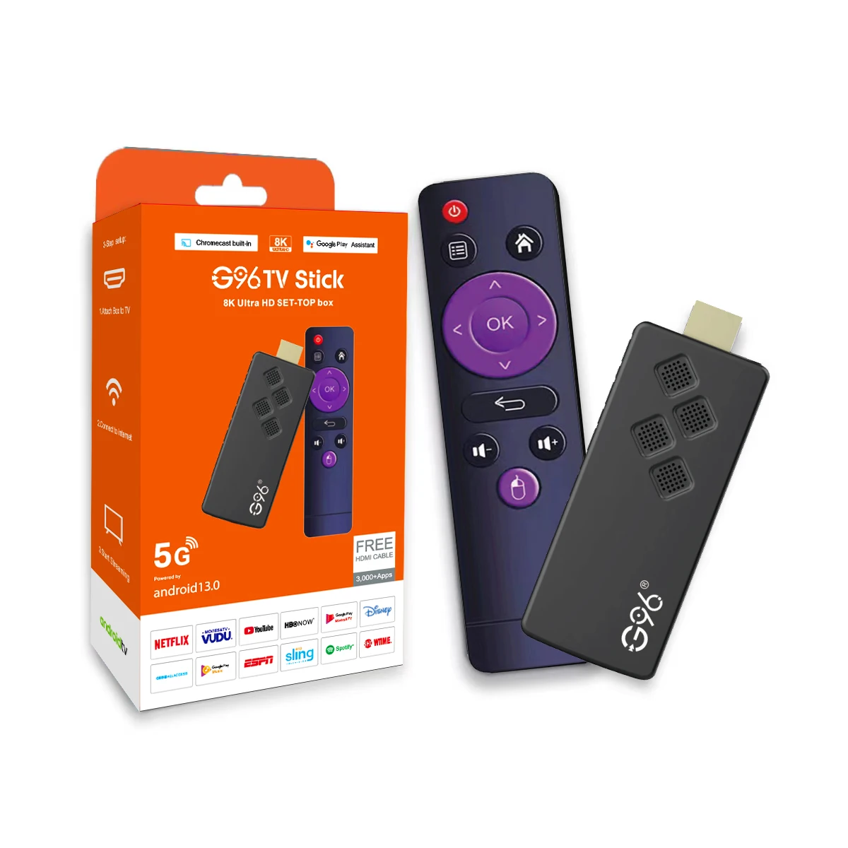 Android13.0 versión Global G96 TV Stick portátil 8K medios de transmisión 2GB16GB Dongle de TV en varios idiomas Allwinner H313 Quad Core Q2 - imagen 4