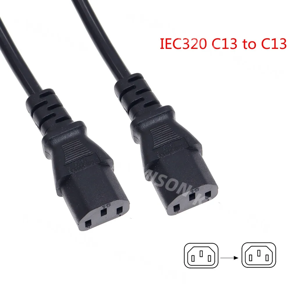IEC 60320 C13 hembra a C13 hembra Cable de extensión del adaptador de corriente Cable de CA, 3G1,0 mm, 10A 250 V CA, 0,5 m/1 m/1,8 m - imagen 3