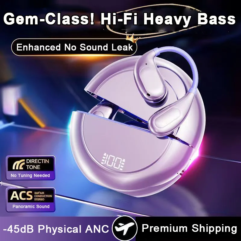 Auriculares con Clip de oreja abierta LED Bluetooth 5,4, auriculares con sonido HIFI, auriculares inalámbricos con Control táctil, reducción de ruido en micrófono HD - imagen 3