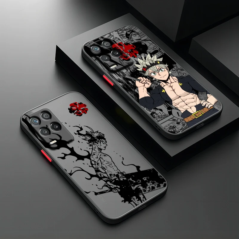 Funda translúcida esmerilada para teléfono, carcasa de Anime de trébol negro para Realme Q3T, Q3S, Q5, GT, Neo 3T, 2, Narzo 50i, 50A, 20A, 10A, X50, X3 Pro
