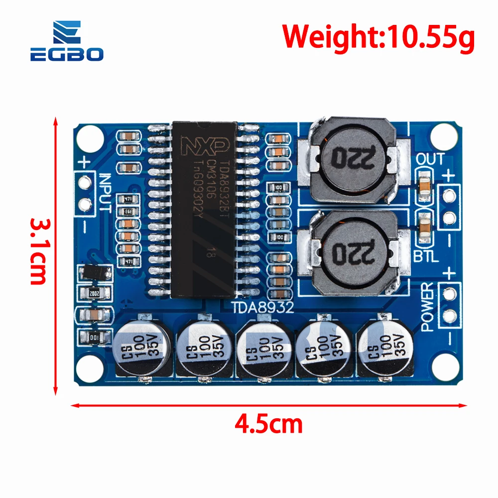 EGBO-placa amplificadora de potencia Digital, módulo amplificador mono de 35w, alta potencia, bajo consumo de energía, 1 piezas, TDA8932 - imagen 2