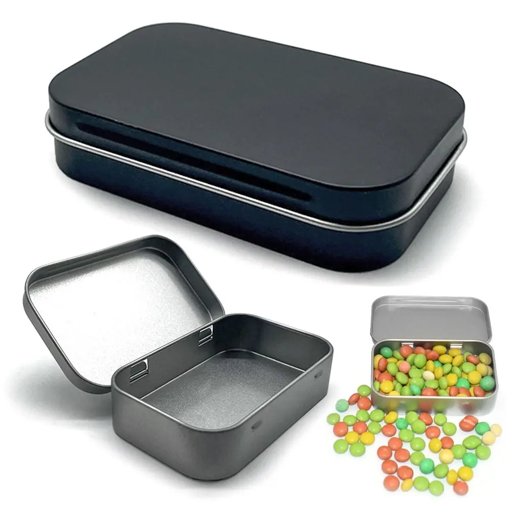 Mini caja de almacenamiento de Metal con tapa abatible, caja de hierro con bisagras vacía, contenedor de dulces de píldoras portátil, organizador de joyas, suministros de almacenamiento - imagen 5