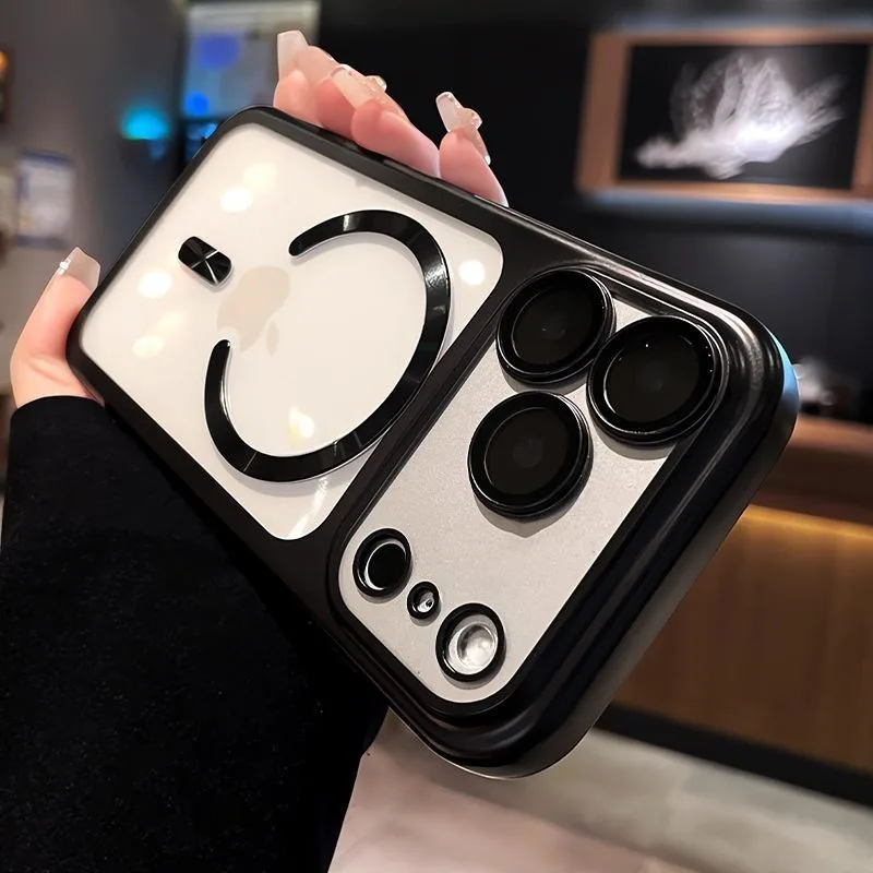 Funda de teléfono translúcida mate magnética de lujo para iPhone 17 15 16 14 13 Pro Max Air para Magsafe carga inalámbrica fundas a prueba de golpes, funda para iphone 17 pro max - imagen 4