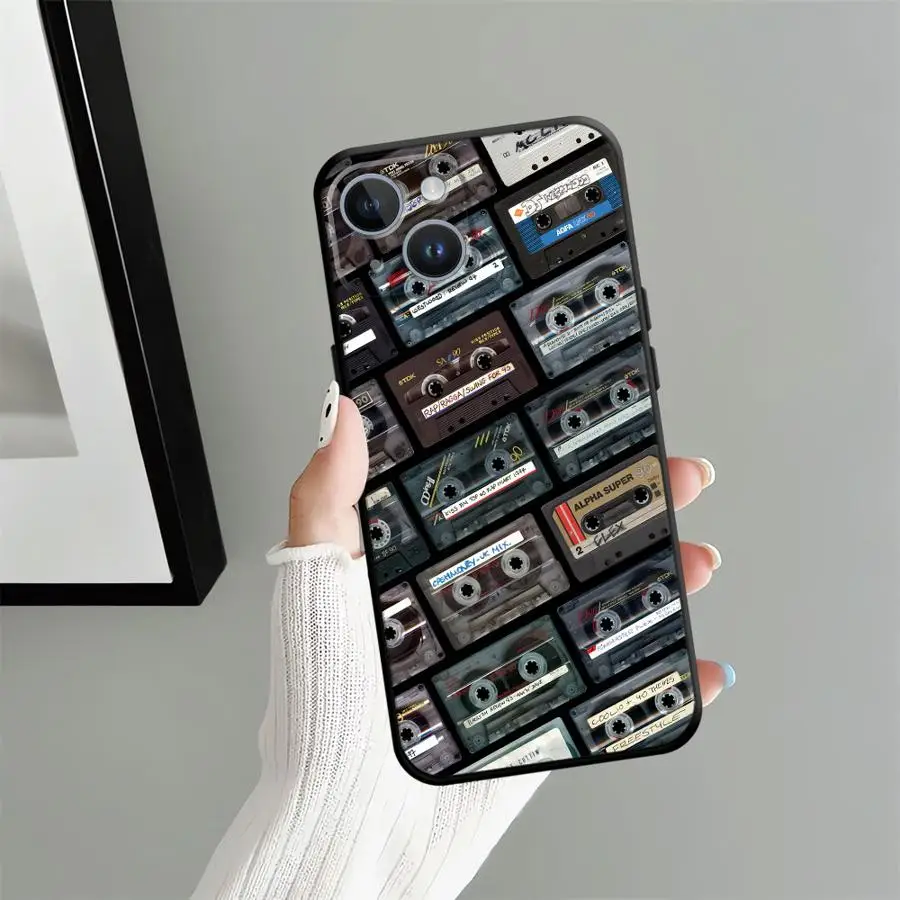 Funda para iPhone 15 16 14 Plus 13 12 11 17 Pro Max 17Air XS Max 7 8 XR Funda de teléfono suave negra Patrón de cinta de la suerte - imagen 3