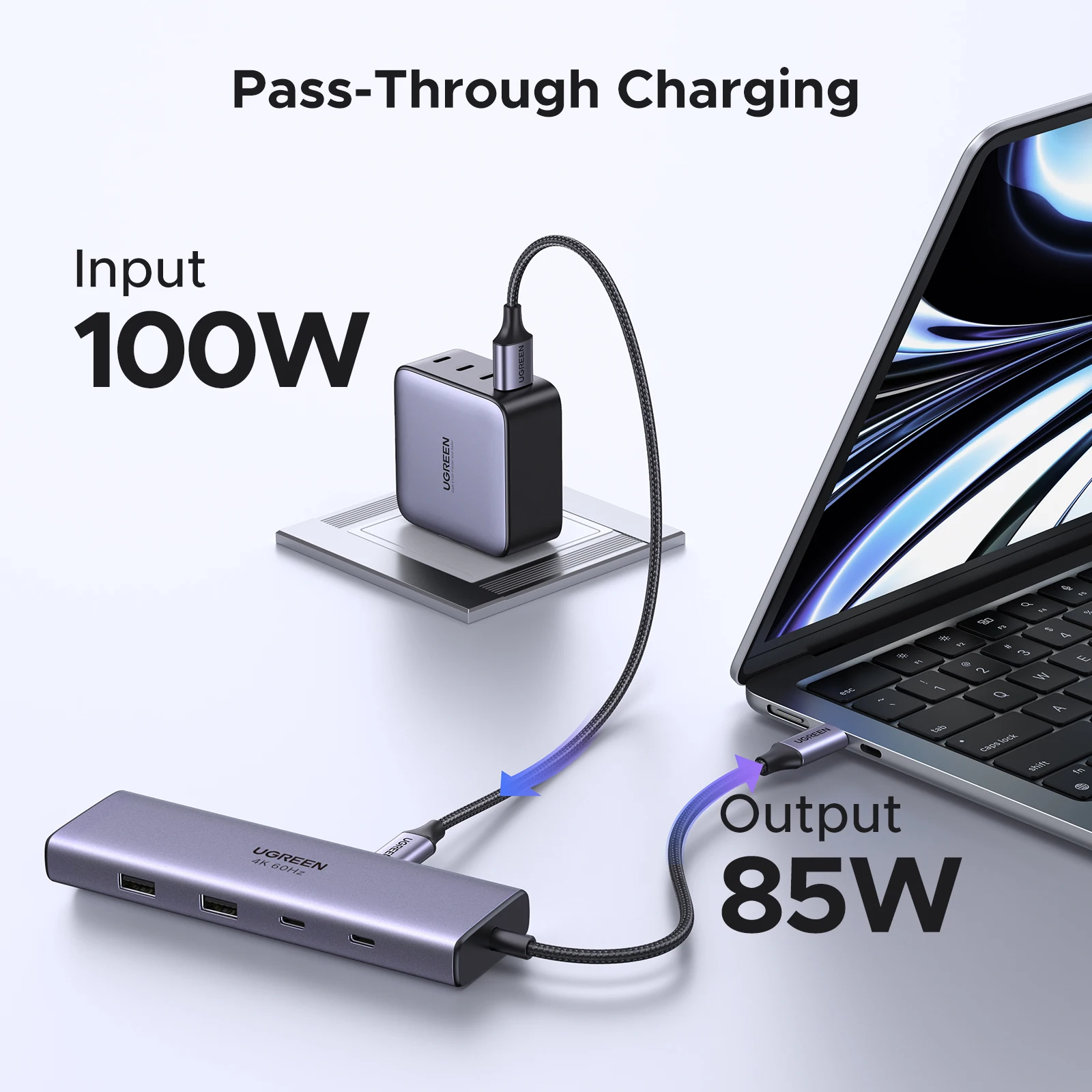 UGREEN 4K60Hz USB C HUB 9 en 1 tipo C a HDMI PD100W 2 puertos USB-A y C RJ45 SD y TF para Macbook Pro portátil USB3.0 divisor de acoplamiento - imagen 5