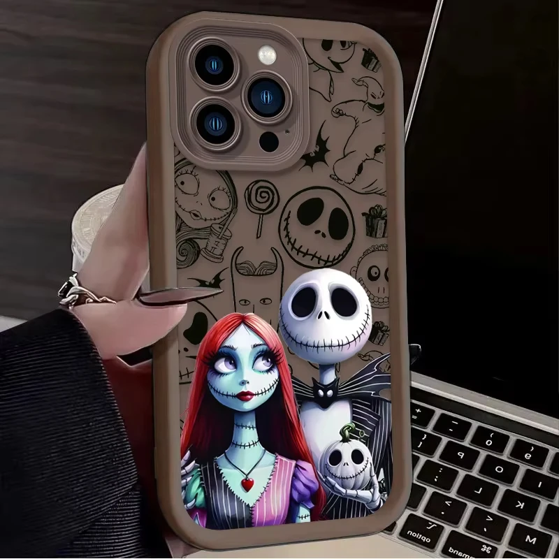 Funda de teléfono para iPhone 16e 16 15 14 13 12 11 Pro Max XS Max XR 7 8 Plus silicona a prueba de golpes N-Nightmare Before C-funda navideña - imagen 3