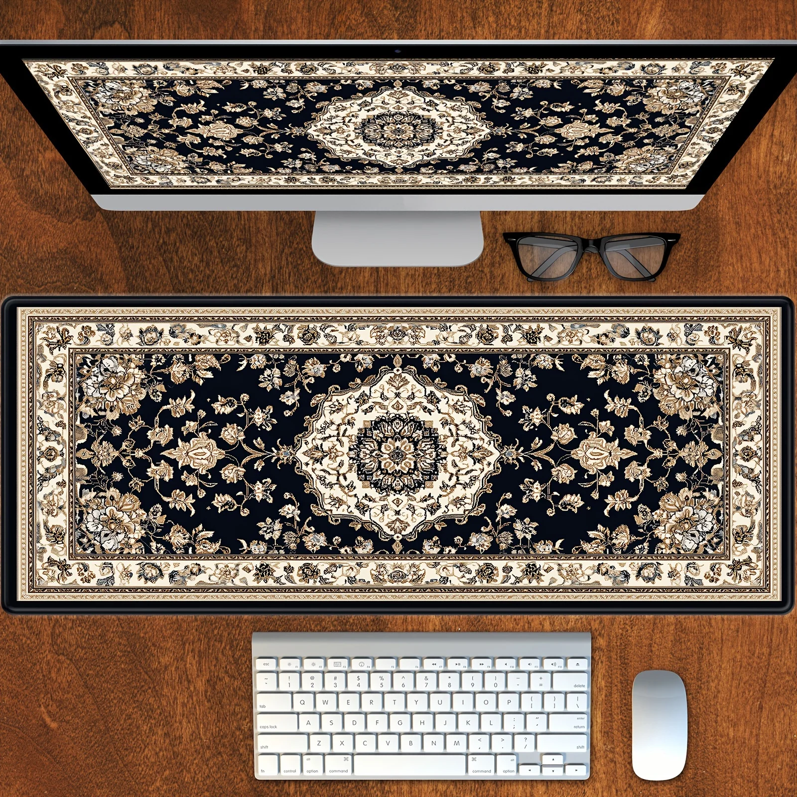 Alfombrilla de ratón persa negra XXL, alfombrilla de mesa larga, alfombrilla para suelo, juego de trabajo, accesorios de escritorio para el hogar, reproductor de juegos, oficina, envío rápido - imagen 2