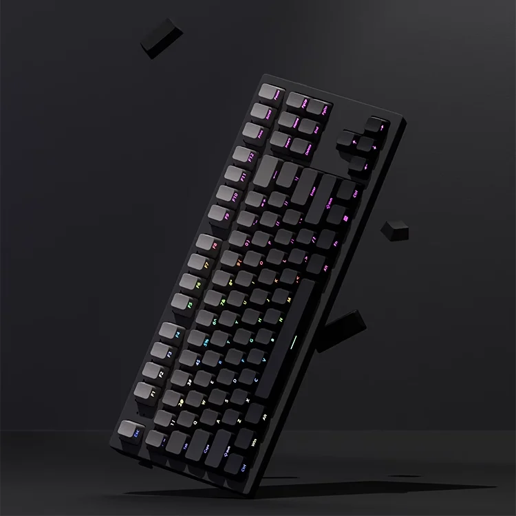 Teclas con estampado lateral degradado de perfil OEM, teclas PBT de doble disparo para teclado mecánico de jugador, teclas negras y grises - imagen 4