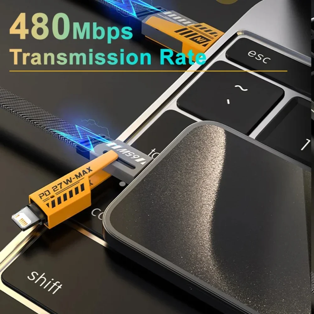 NNBILI Cable de datos rápido Convertible 4 en 1 tipo C PD 65W 27W USB C USB A Cable de carga múltiple para MacBook Pro/Samsung/Android - imagen 5