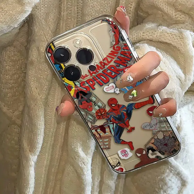 Funda de teléfono con colgante de Spider Man para iPhone 16 15 14 13 12 11 Pro Max 7 8 Plus XR XS Max a prueba de golpes encantadora cubierta anticaída Y2K - imagen 5