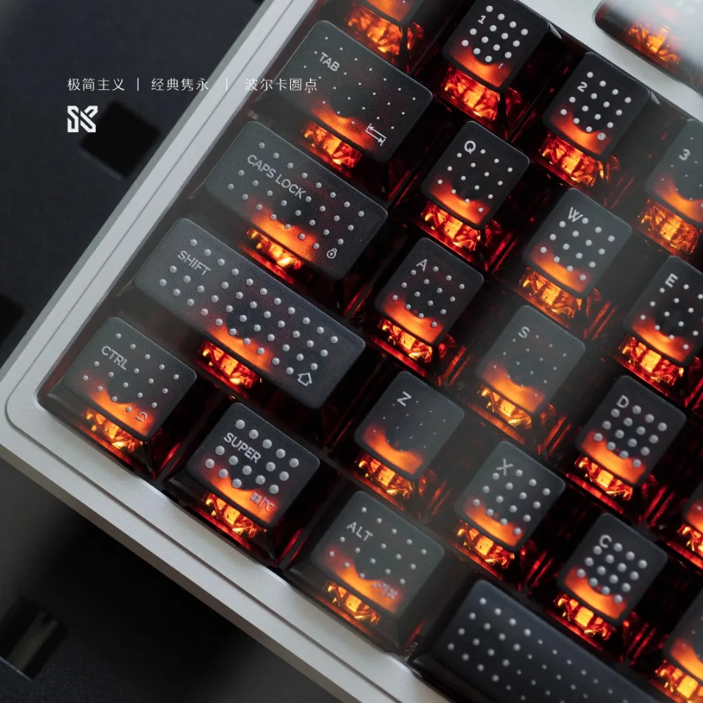 Juego de teclas con tema de punto negro, 142 teclas personalizadas, teclas artesanales de PC Cherry Proflie, teclado mecánico, accesorio de juego, regalo - imagen 3