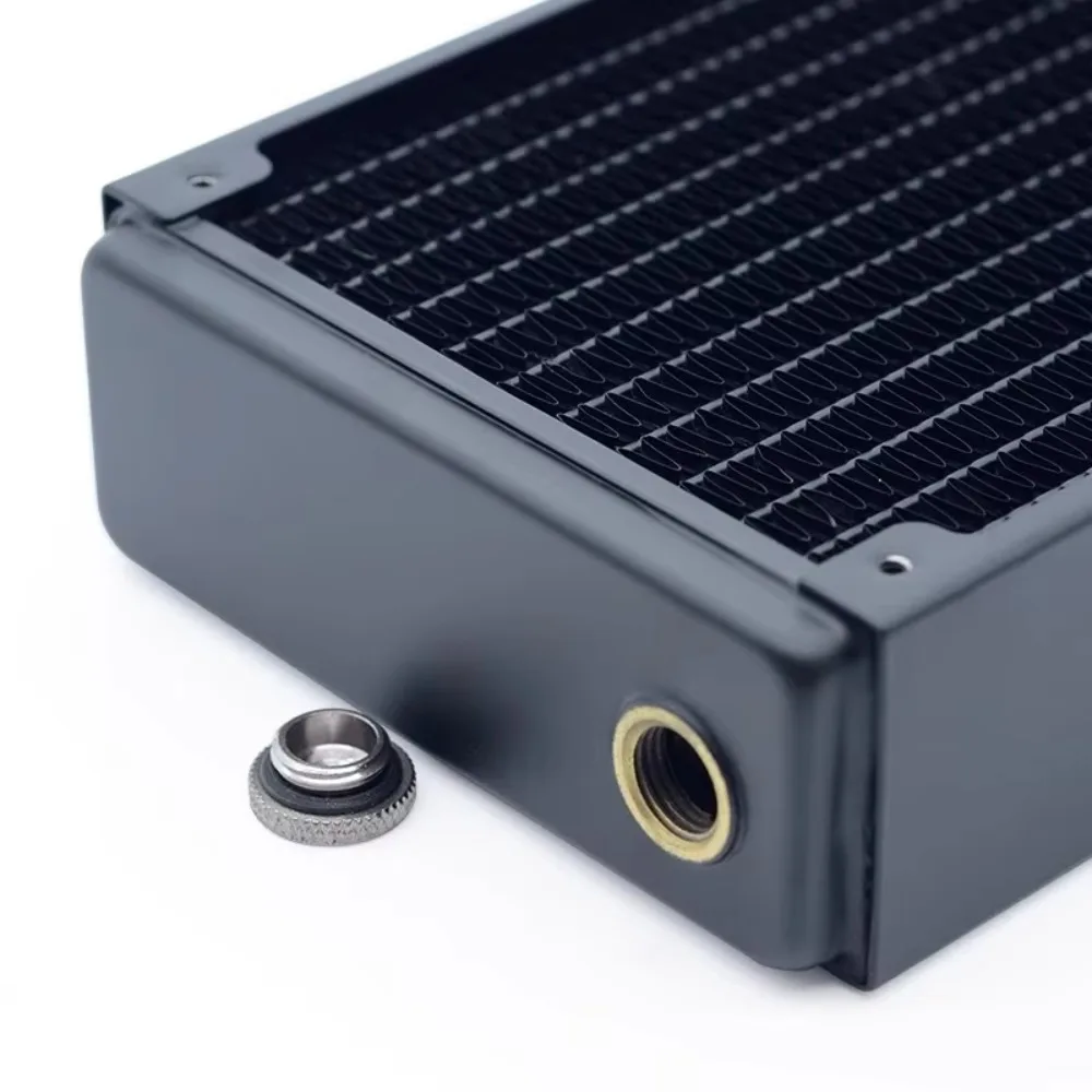 Radiador de latón de 45mm de espesor, agua de cobre de rosca G1/4 de 360mm de largo con cámara de inyección para ventilador de 120mm, refrigeración de PC MOD TSRP-HP45-360 - imagen 4