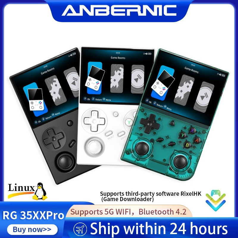 Consola de juegos portátil Retro Anbernic RG 35XXPro, pantalla IPS de 3,5 ", Linux, 64 bits, 3200mAh, reproductor de juegos, compatible con transmisión WiFi RixelHK