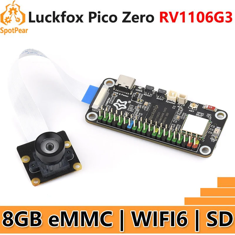 Luckfox Pico Zero RV1106G3 SD WiFi6 Audio eMMC-8G RAM-256MB con opción de altavoz