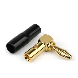 Conector Banana 90° Macho Chapado Oro – Terminal Altavoz Rojo/Negro