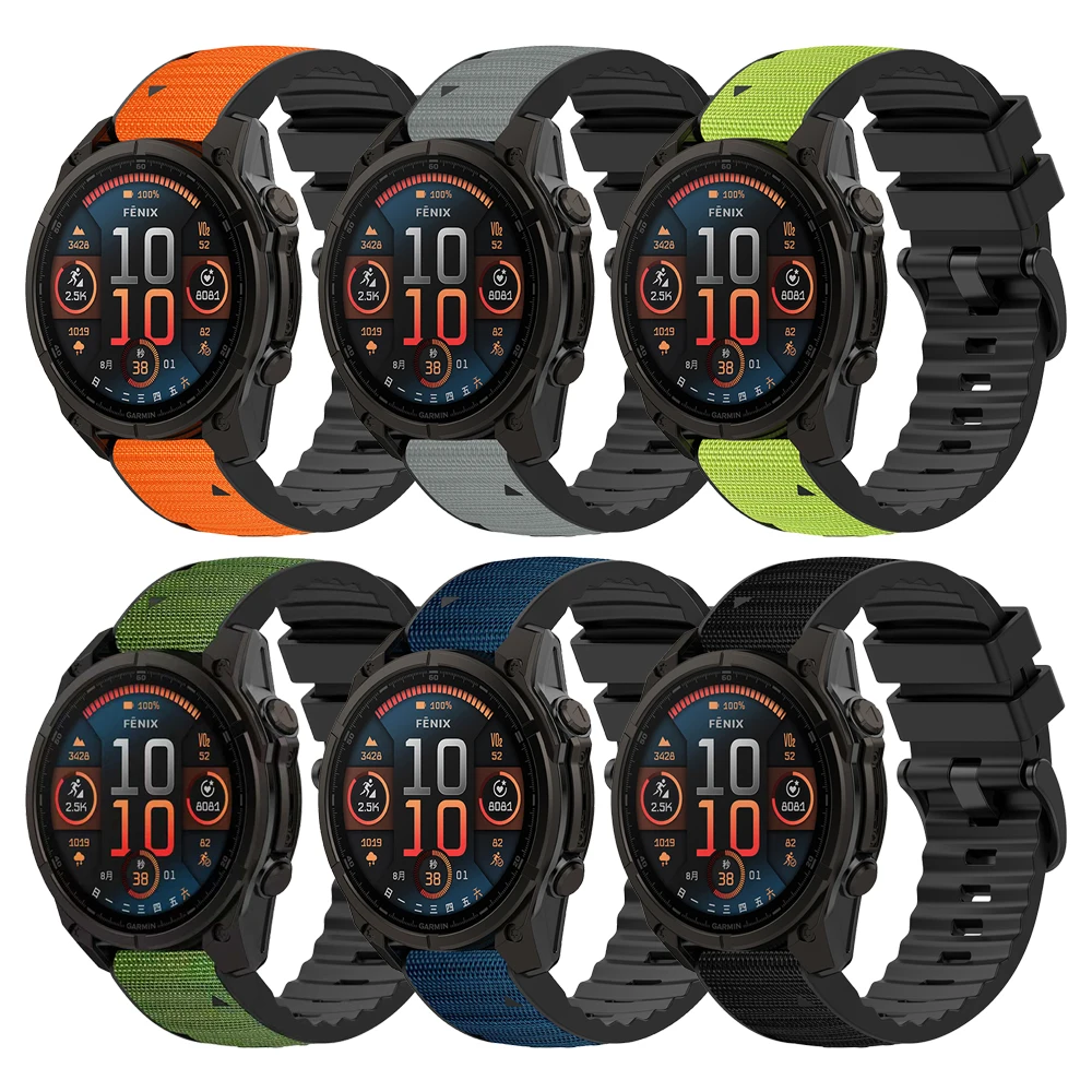 Correa deportiva de nailon y silicona de 22mm y 26mm para Garmin Fenix 8 Pro E 7X 6 Tactix 8 Instinct 2X 3 Forerunner 970 pulsera de liberación rápida - imagen 5
