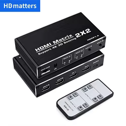 Conmutador de matriz HDMI 4K, conmutador divisor 2X2, entrada HDMI, 2 salidas, matriz de interruptor HDMI 4K 30Hz HDCP 1,4 para reproductor de DVD PS4 HDTV