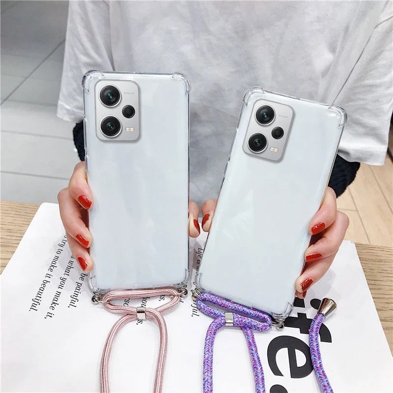 Funda transparente con cordón cruzado para Realme GT 6T 5 Pro, cubierta de silicona TPU suave a prueba de golpes para Realme NEO GT 6 SE 5