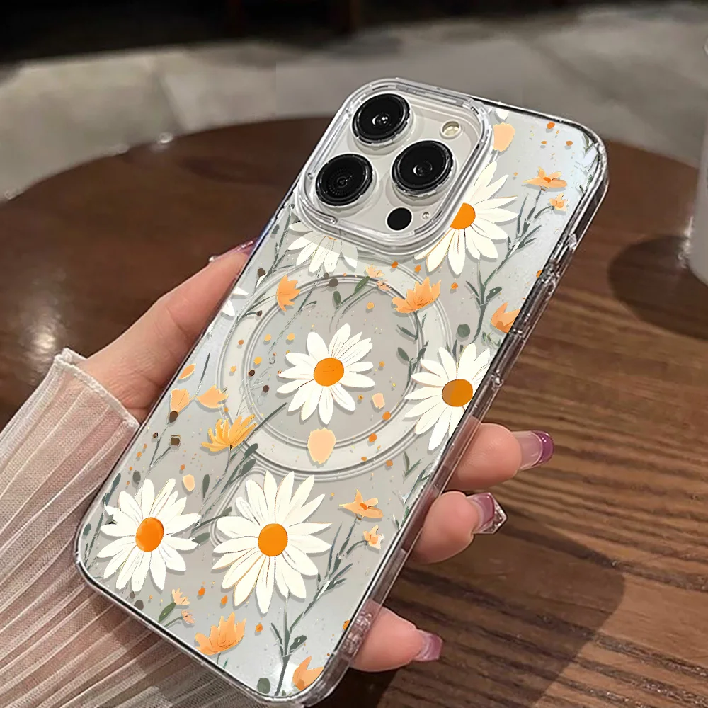 Funda de silicona magnética para Samsung A56 5G A55 A54 A16 A15 A36 A26 A35 S24 Ultra S25 Edge S23 FE S22 A06 A25 Funda de flores - imagen 2