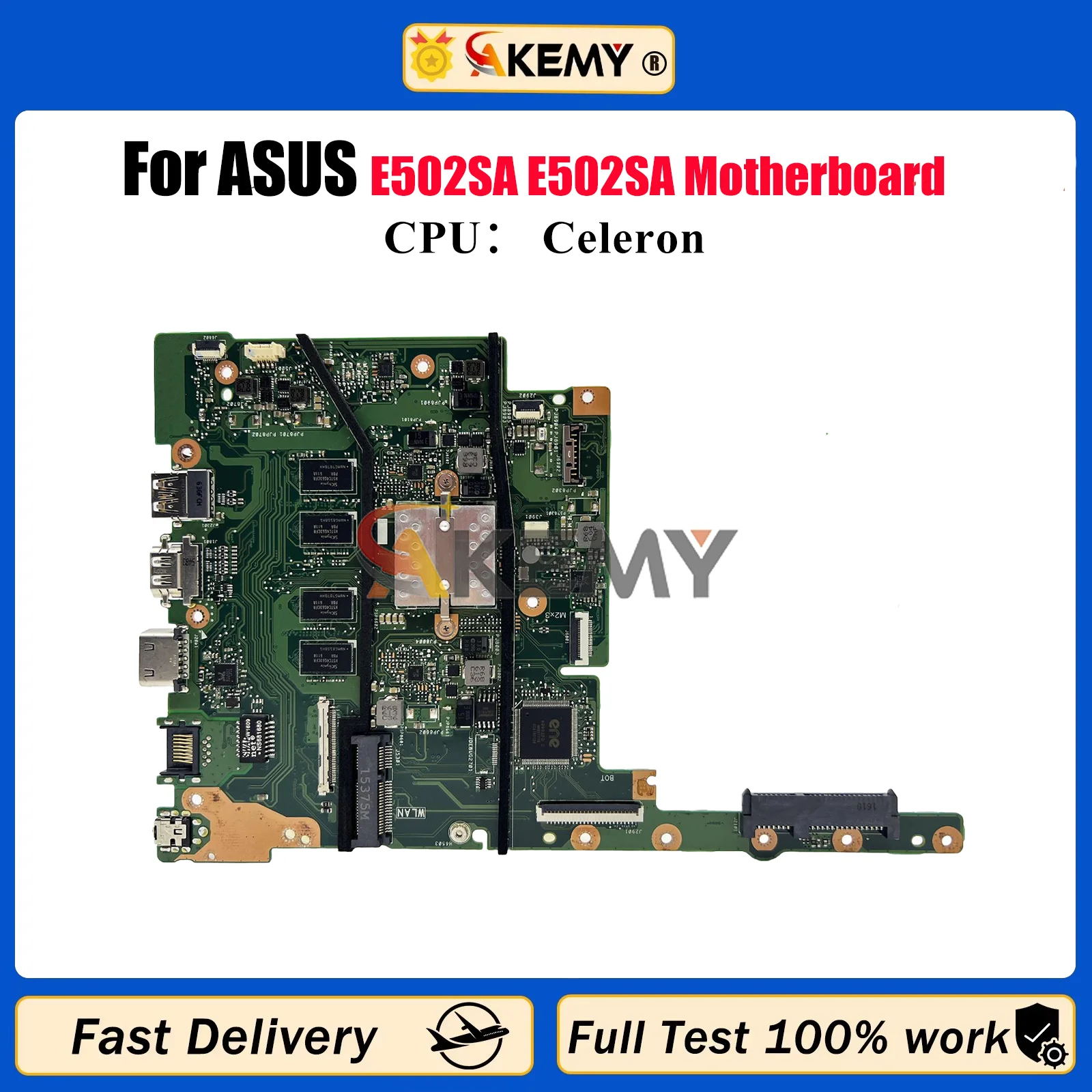E502SA Laptop Motherboard For ASUS EeeBook E502S E502SA Notebook Mainboard With Celeron CPU 100% tests OK fast shipping stk