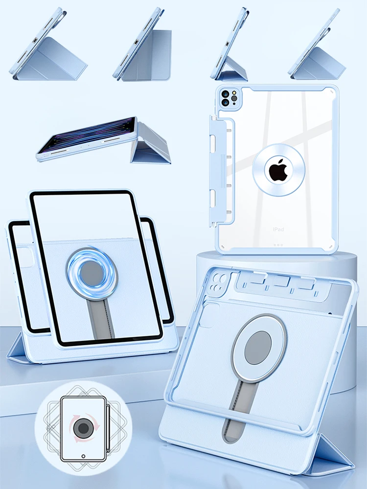 Funda giratoria de 360 ° para iPad, cubierta con cajón de soporte para iPad Air 10,9 Pro 11, 5/4, 2022, 2021, 2020, 10,2, 9th/8/7 generación - imagen 2