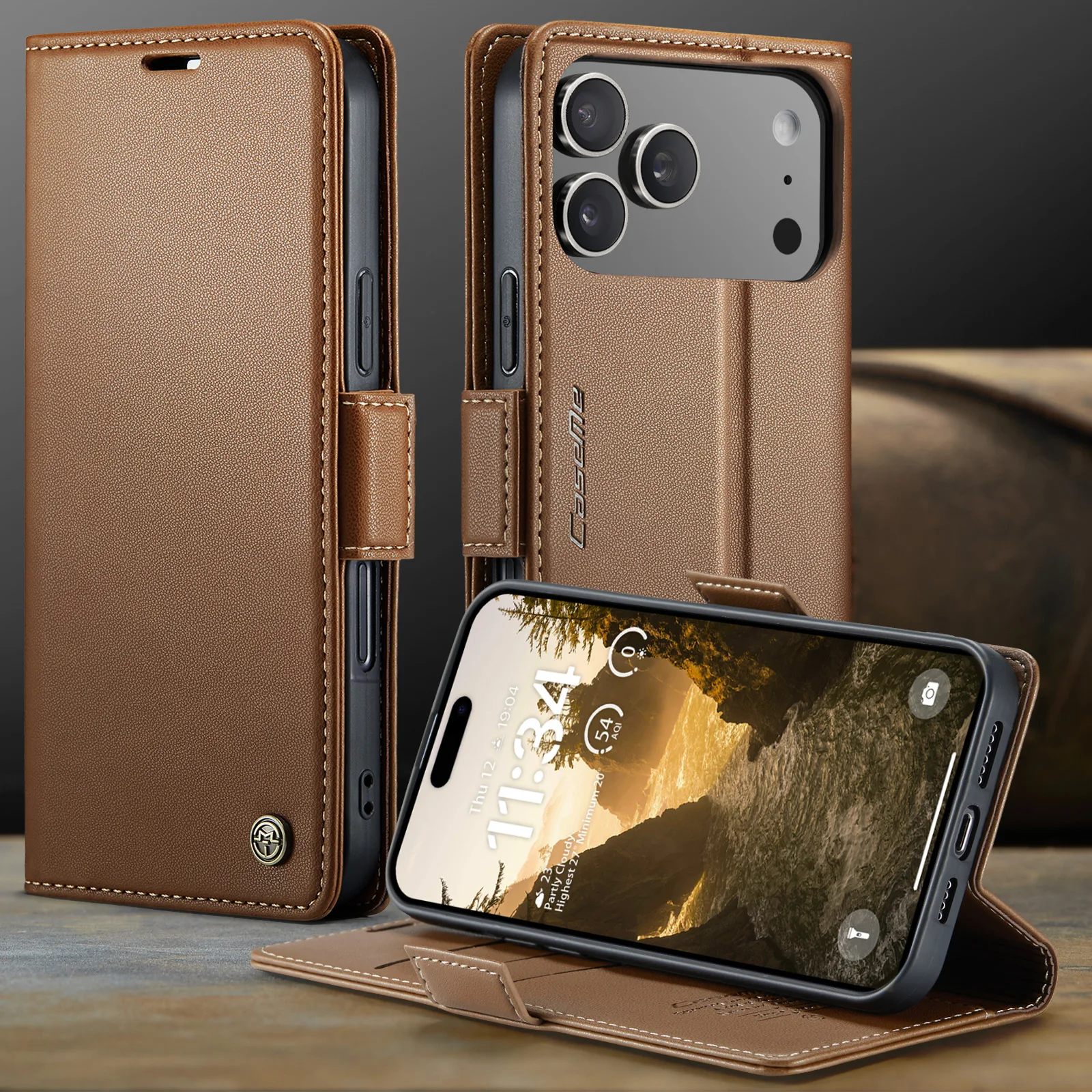 Tarjetas magnéticas de lujo Solt Wallet Flip para iPhone 17 Pro Max 16 15 14 13 12 11 Plus 17air 16E soporte Slim Fit funda de bolsillo - imagen 5