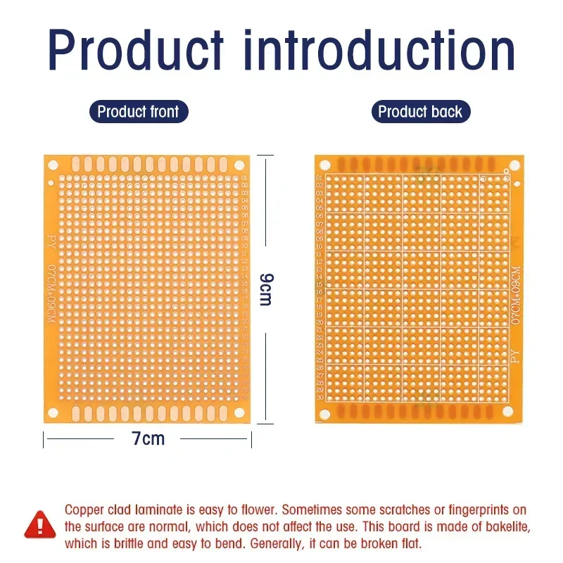 Placa de circuito amarillo de un solo lado PCB, 5/10 Uds., 5x7cm, 7x9cm, 9x15cm, placa de pan, placa de circuito impreso Universal, juego DIY - imagen 3