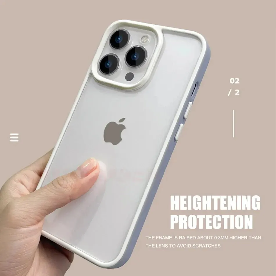Funda transparente de lujo con marco de caramelo para Apple iPhone 15, 14, 13, 12, 11 Pro Max, parachoques a prueba de golpes, cubierta trasera transparente, accesorios para teléfono - imagen 5