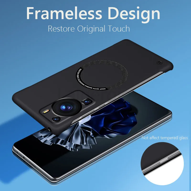 Funda magnética sin marco para Magsafe Slim, funda trasera dura de carga inalámbrica para Huawei P60 Pro P60Pro 5G - imagen 5