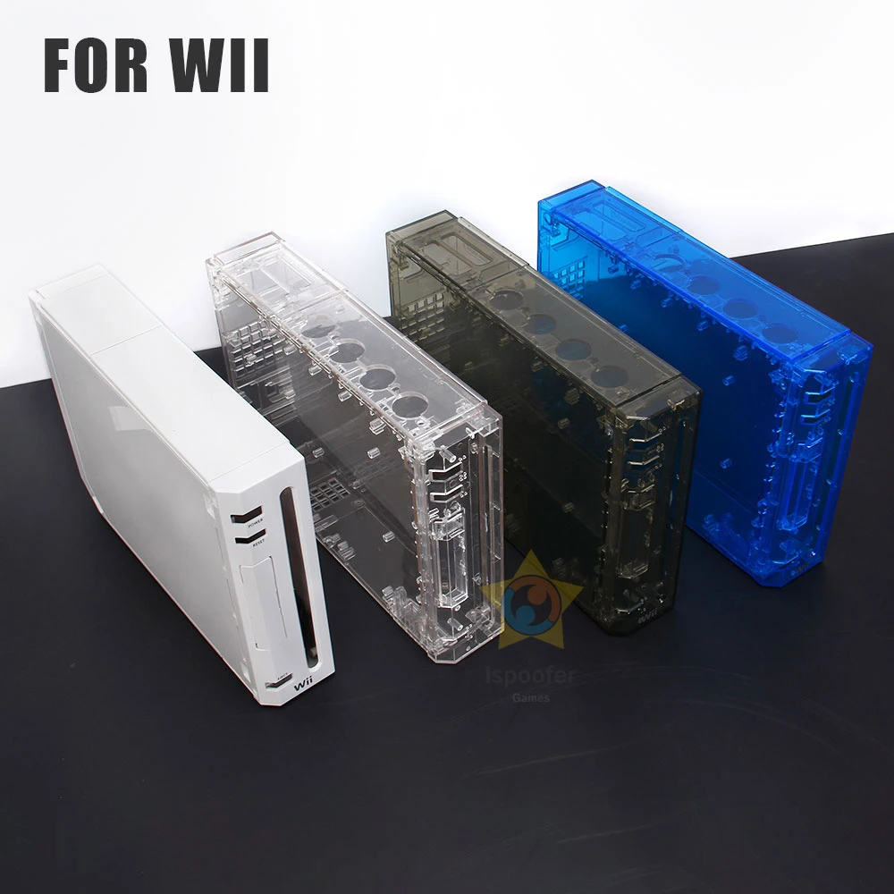 TRN negro para Wii funda completa carcasa con botones para Nintendo Wii carcasa transparente para consola de juegos Wii - imagen 4