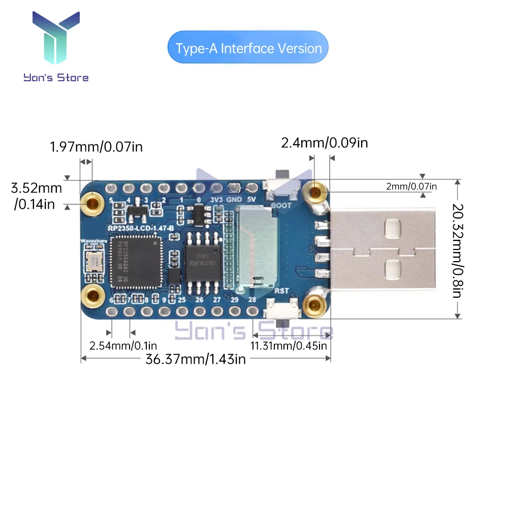 RP2350 Pantalla LCD de 1,47 pulgadas Pantalla de placa de desarrollo Color RGB Soporte ARM Cortex-M33 y interfaz de RISC-V tipo A tipo C - imagen 5