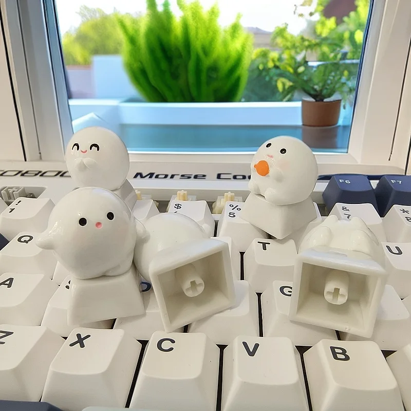 DIY personalizado Keycap lindo dibujo animado pequeño Dumpling Elf Artisan Keycaps para teclado mecánico tapas adornos decorativos de escritorio regalo - imagen 2