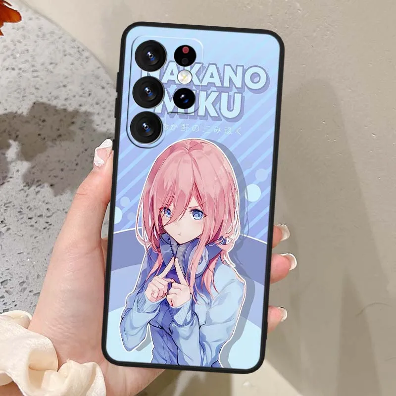 Miku Nakano Anime funda para Samsung Galaxy Note 20 10 9 8 A24 A34 M13 M31 M32 M52 M62 Ultra Lite funda de teléfono negra - imagen 3