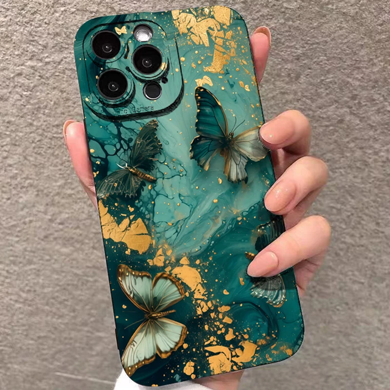 Funda de teléfono con diseño de mariposa minimalista para Xiaomi Poco F7 F6 F5 X6 X5 X3 X7 M6 Pro, funda de parachoques de silicona mate a prueba de golpes