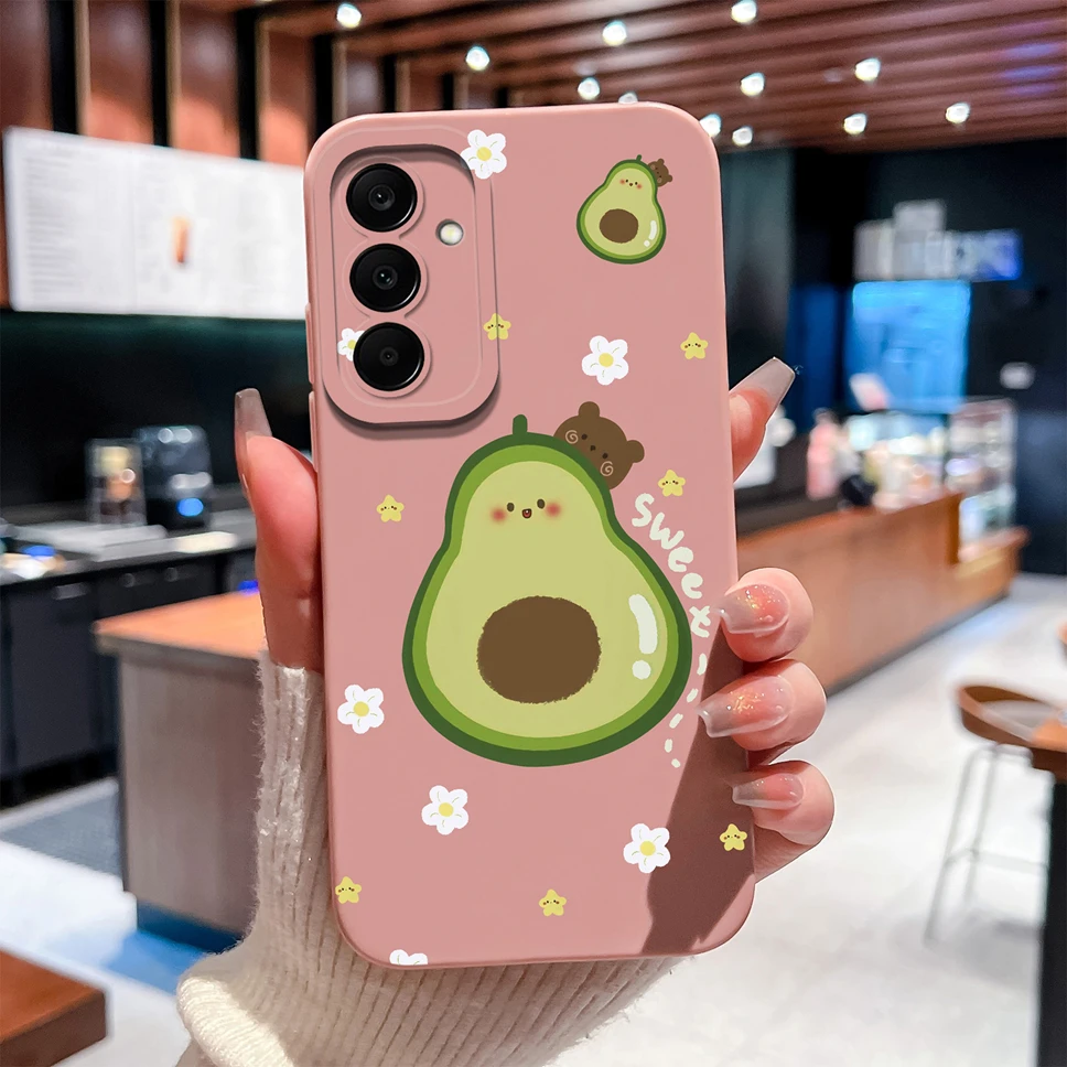 Funda para Samsung Galaxy M17 F17 5G, bonita carcasa de teléfono ligera de silicona líquida suave con diseño de gato y aguacate para GalaxyM17 F 17 - imagen 5