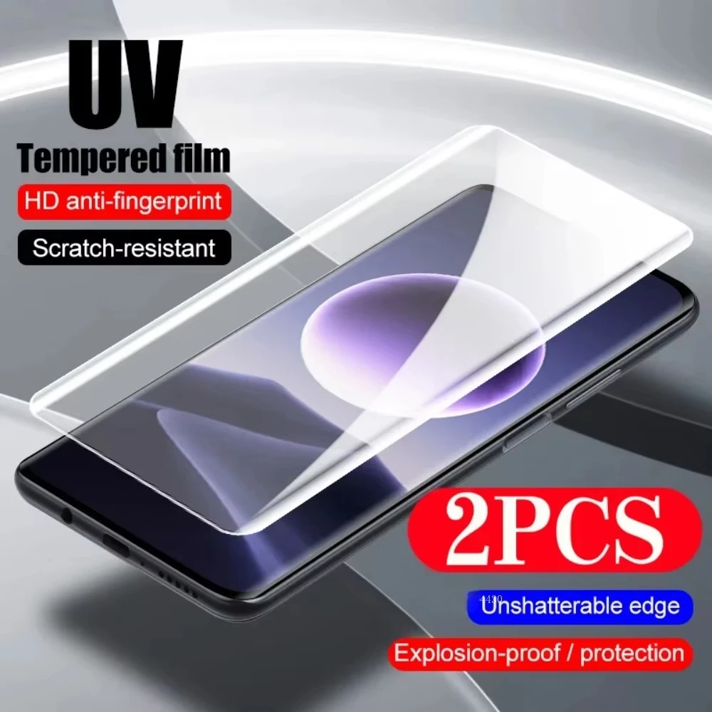 Película protectora de vidrio templado UV para OPPO Find X7 X6 X5 Reno 10 9 Realme 12 11 Pro, Protector de pantalla de teléfono, 2 uds.