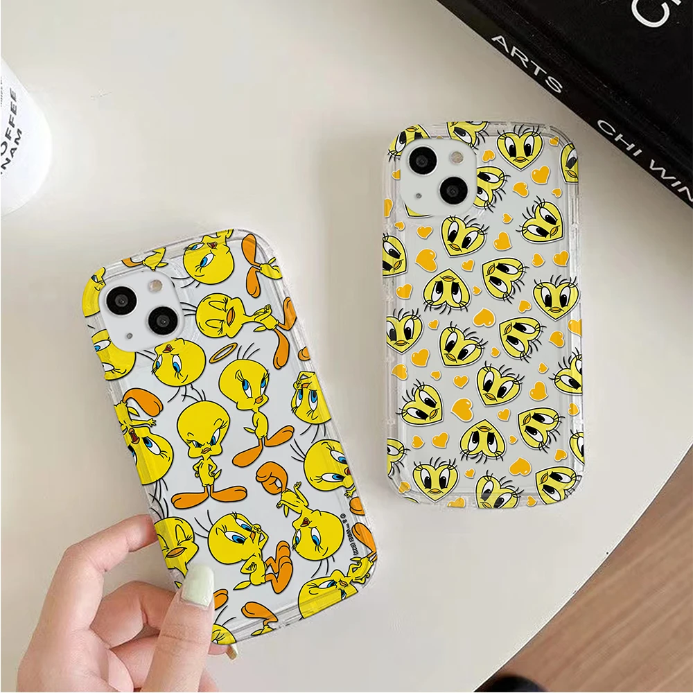 Funda de teléfono de dibujos animados Tweetys-Bird-Piolins para Samsung Galaxy S24 S23 S22 S21 S20 S10 Note20 Note10 FE Ultra Plus 4G 5G parte trasera transparente - imagen 2