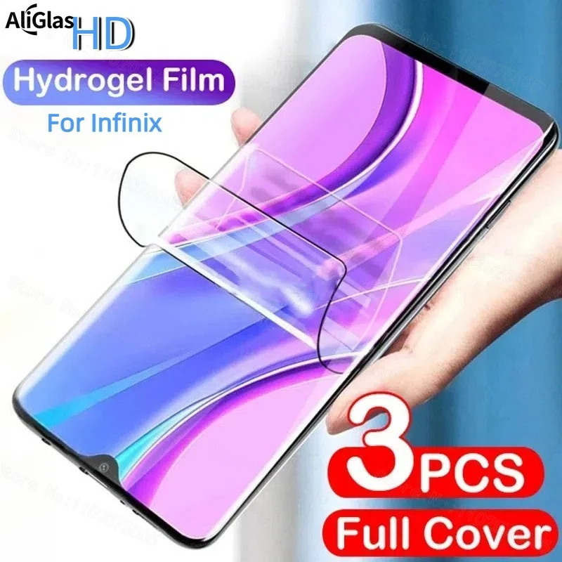 3 uds Infinix HD película de hidrogel Protector de pantalla Material TPU resistente a los arañazos ajuste perfecto cobertura completa para Note 40 Pro + 50 Pro
