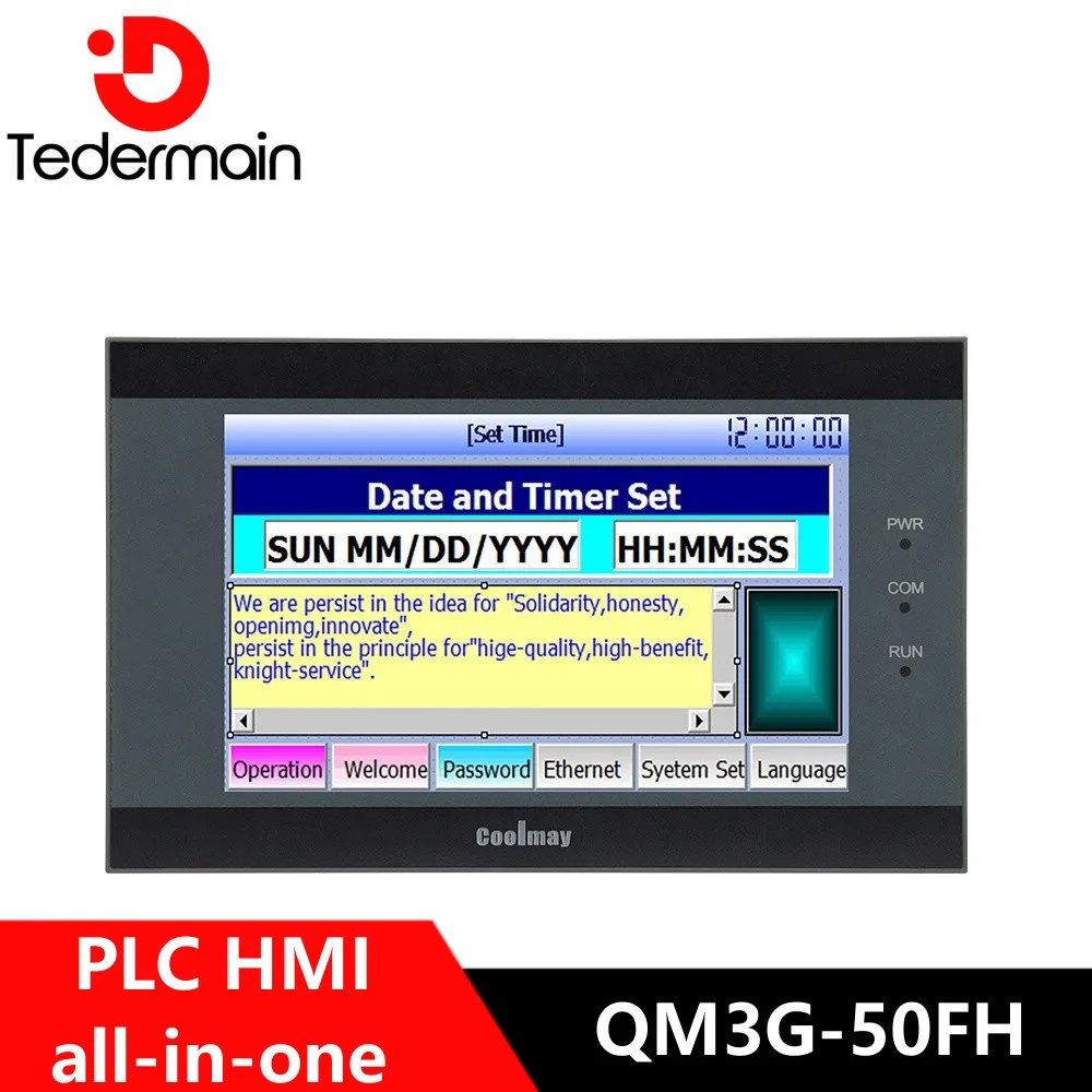 Coolmay-controlador lógico programable HMI PLC de 5 pulgadas, con Panel táctil, Monitor Industrial QM3G-50FH-24MT/R, analógico opcional - imagen 2