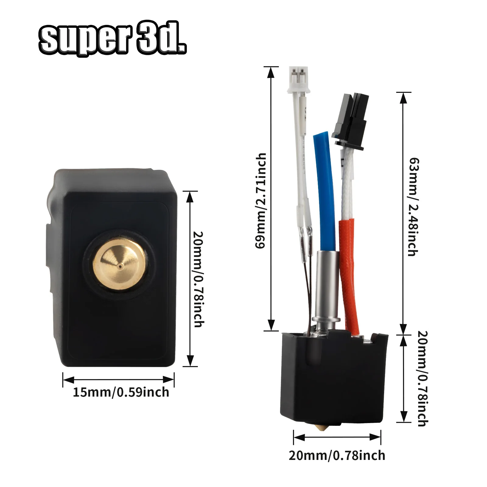 Anycubic-Kit de actualización Kobra 2 Hotend, Cartucho de calentador de termistor, boquilla de extremo caliente de impresión de 0,4mm para piezas de impresora 3D Kobra 2 - imagen 4
