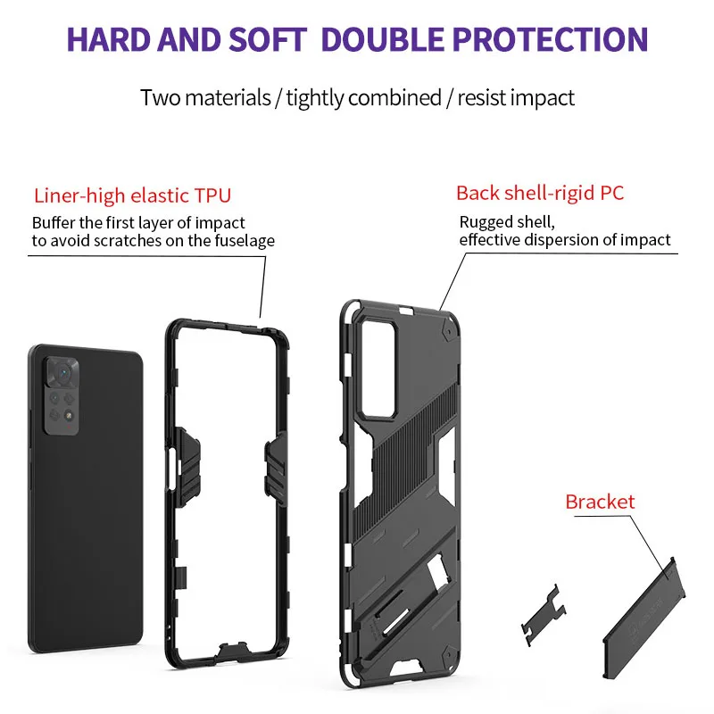 Para Xiaomi Redmi Note 11 12 Pro 4G funda de teléfono con armadura a prueba de golpes para Redmi Note 11S 11E PRO 5G funda protectora trasera anticaída - imagen 3