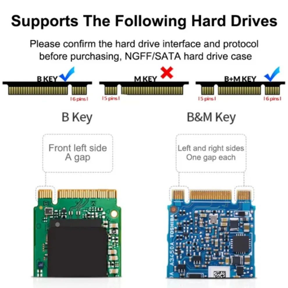 Caja USB 3,1 M.2 SATA SSD, funda móvil compatible con protocolo NGFF a tipo C, funda de disco duro externo de Metal sólido, teléfono portátil SSD - imagen 3