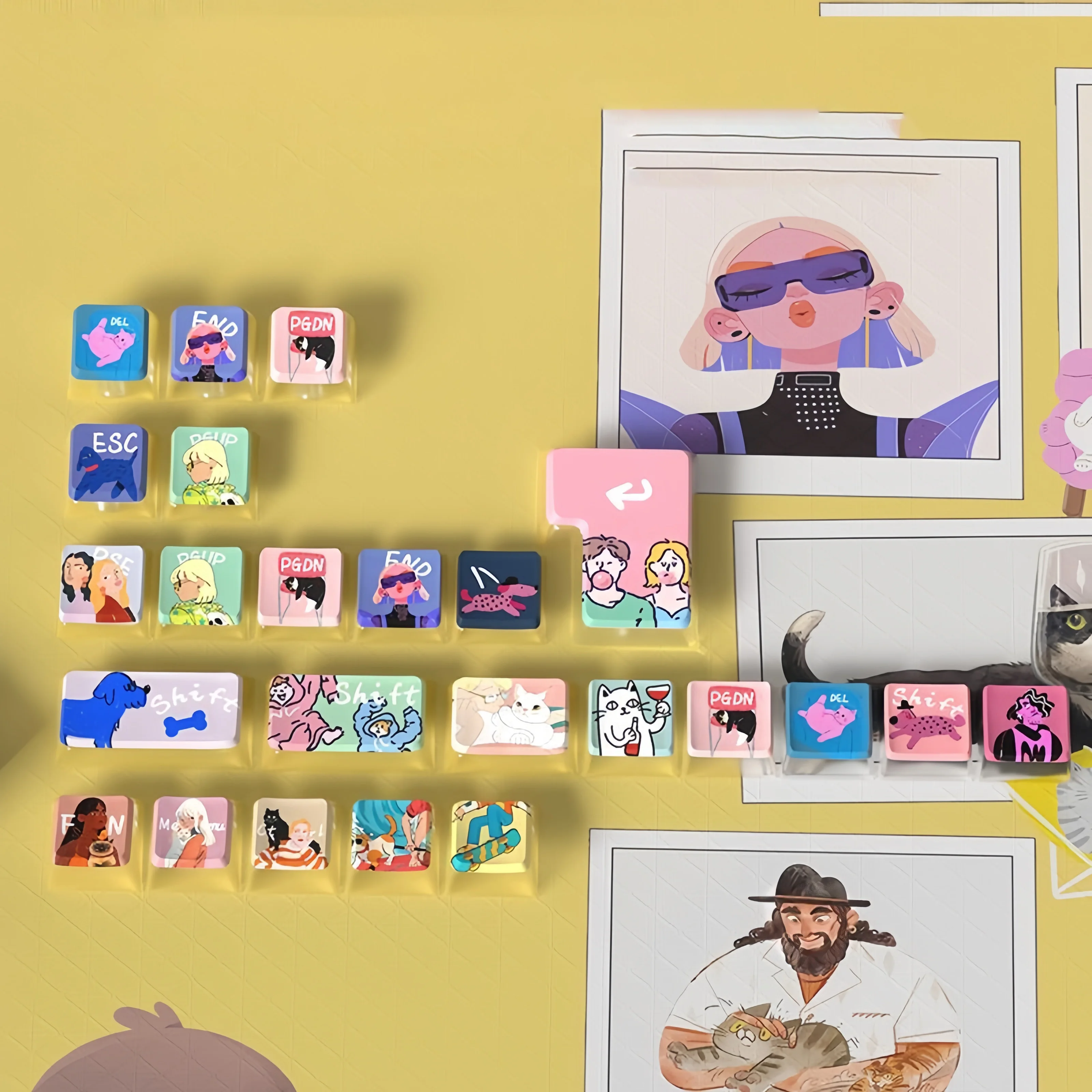 Teclas translúcidas con temática de ondas de 130 teclas, teclas de PC PBT personalizadas con tinte sub para teclados de interruptores Cherry Gateron MX - imagen 4